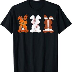 Easter Bunny Rabbits Basketball Baseball Football Sports Funny Shirt 93